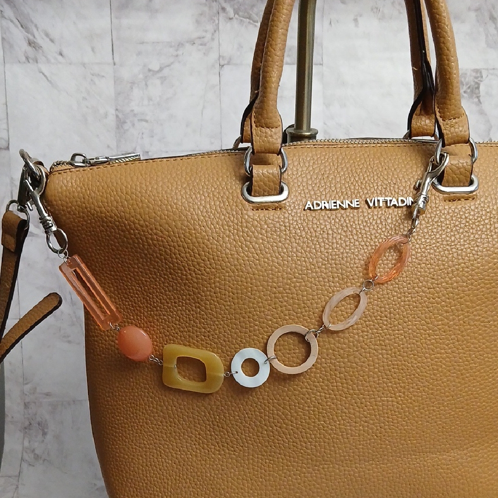 Peach and beige beaded charm chain for handbags